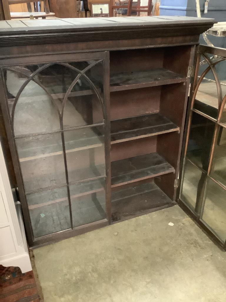 An early 19th century mahogany bookcase top, width 114cm